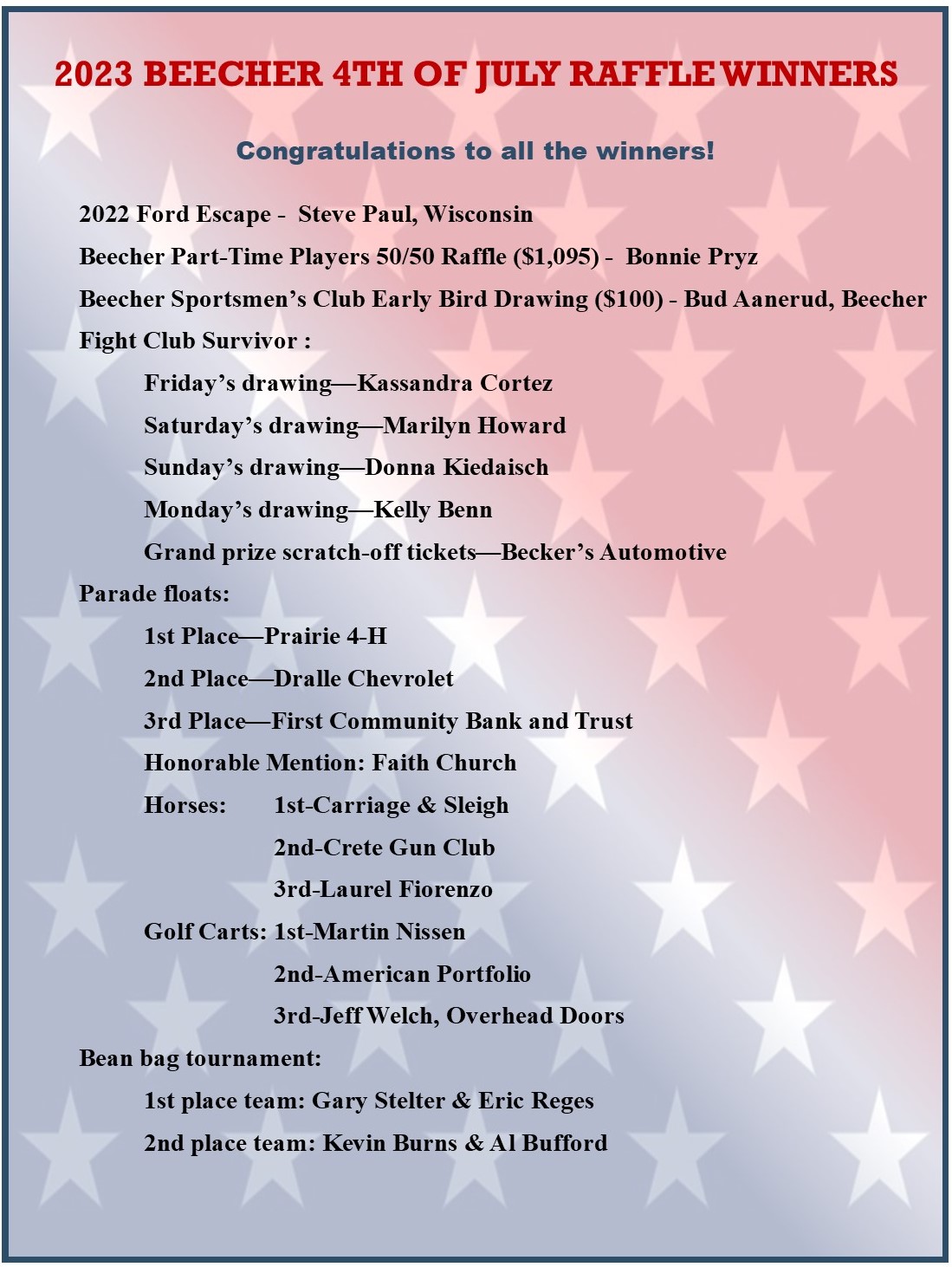 4th of July Commission Village of Beecher